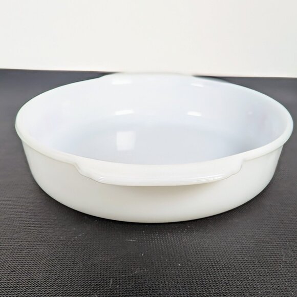 Vintage Fire King Primrose 8in Casserole Baking Dish 450 Milk Glass Red Pink EUC - Picture 2 of 7